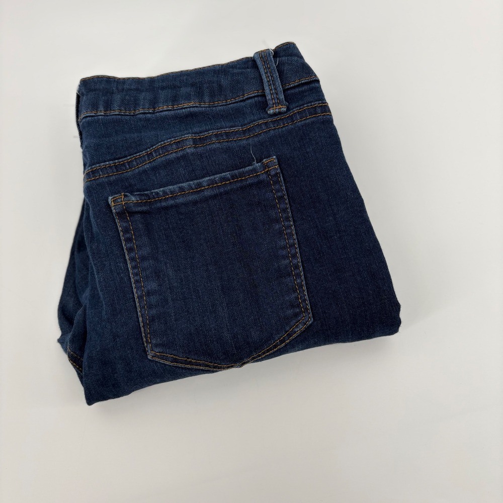 No Boundaries Women 9 Mid Rise Skinny Crop Jeans Dark Wash Distressed Button Fly